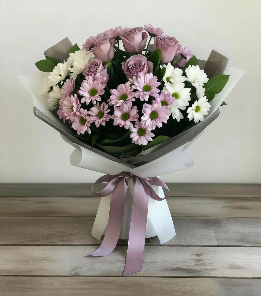 Букет цветов из: Хризантемы и Розы в Килемары