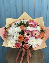 Букет цветов из:  Розы, Герберы и Хризантемы в Килемары