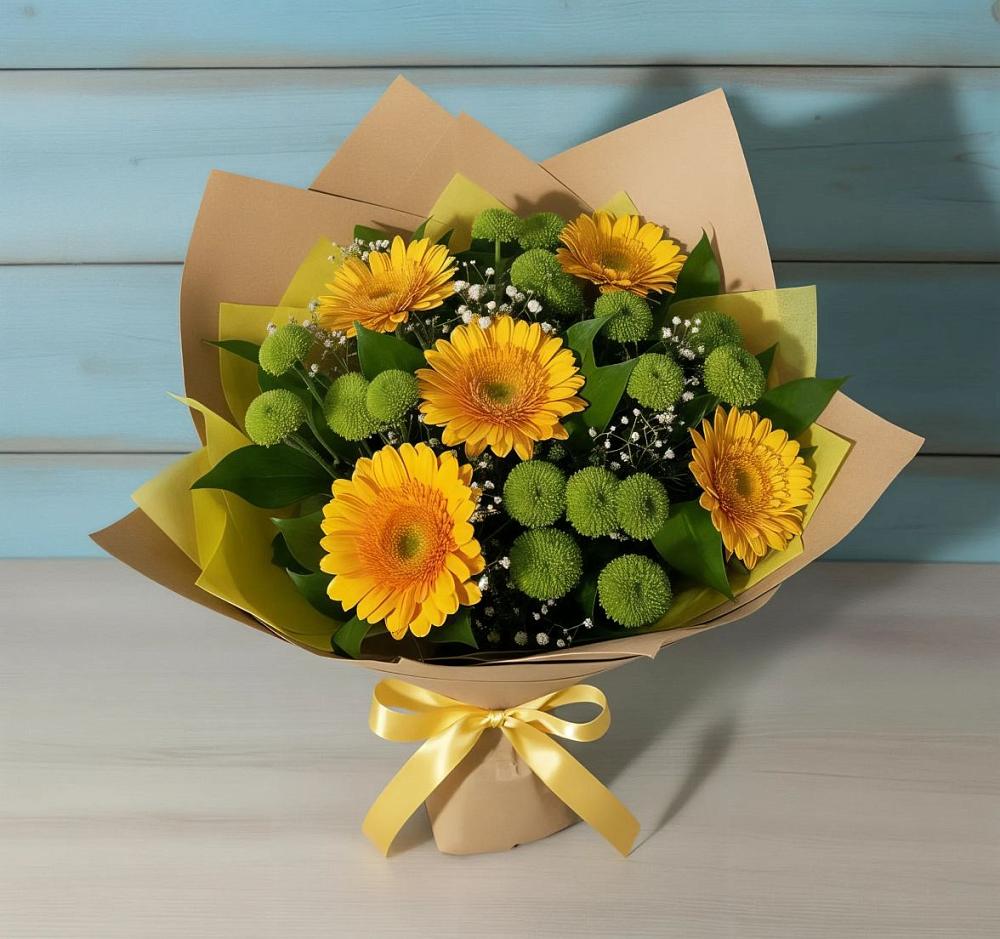 Букет цветов из: Герберы и Хризантемы в Килемары