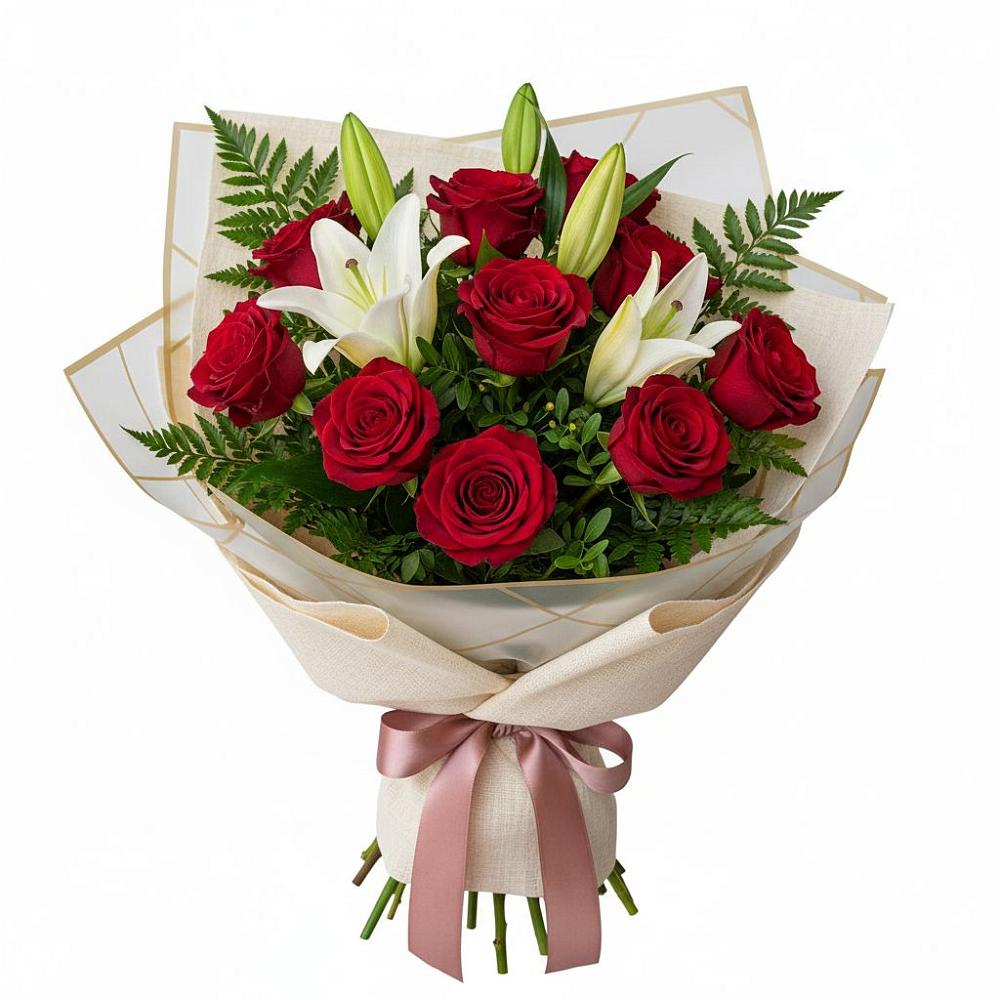 Букет цветов из: Лилии и Розы в Килемары