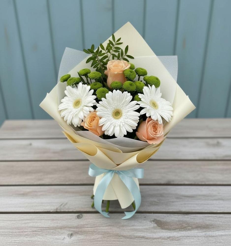 Букет цветов из: Герберы, Розы и Хризантемы в Килемары