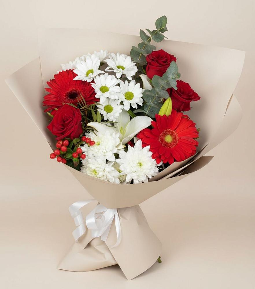 Букет цветов из: Розы, Хризантемы, Герберы и Лилии в Килемары