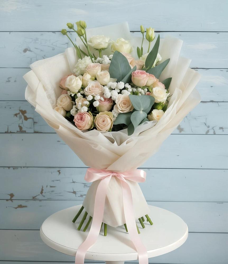 Букет цветов из: Розы и Лизиантусы в Килемары