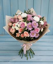 Букет цветов из:  Хризантемы, Розы и Альстромерии в Килемары