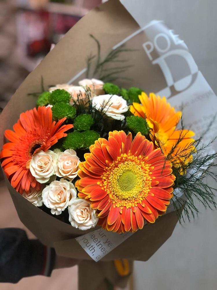 Букет цветов из: Герберы, Хризантемы и Розы в Килемары
